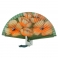 Abanico madera verde diseño flores naranjas  114685