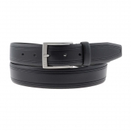 Cinturón italiano negro piel lisa y grabada laterales