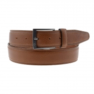 Cinturón italiano piel cuero doble costuras 