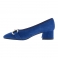 Zapatos medio tacón piel ante azul y adorno 122798