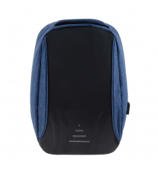 Mochila lona azul y negra para portátil USB